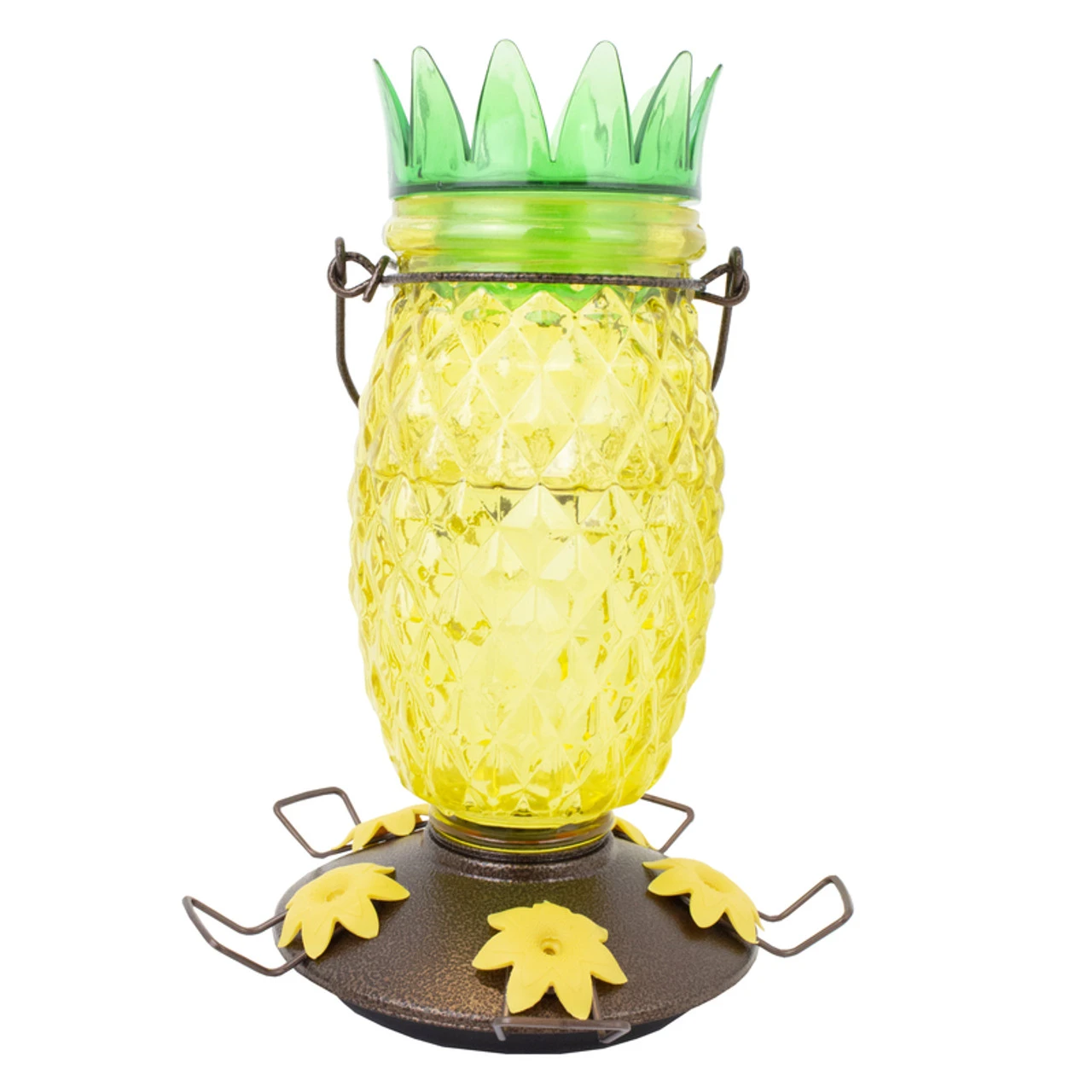 Perky-Pet Wild Bird 3.5 Lb Glass/Metal Top Fill Pineapple Bird Feeder 3 Ports 1 Perky-Pet Wild Bird 3.5 Lb Glass/Metal Top Fill Pineapple Bird Feeder 3 Ports