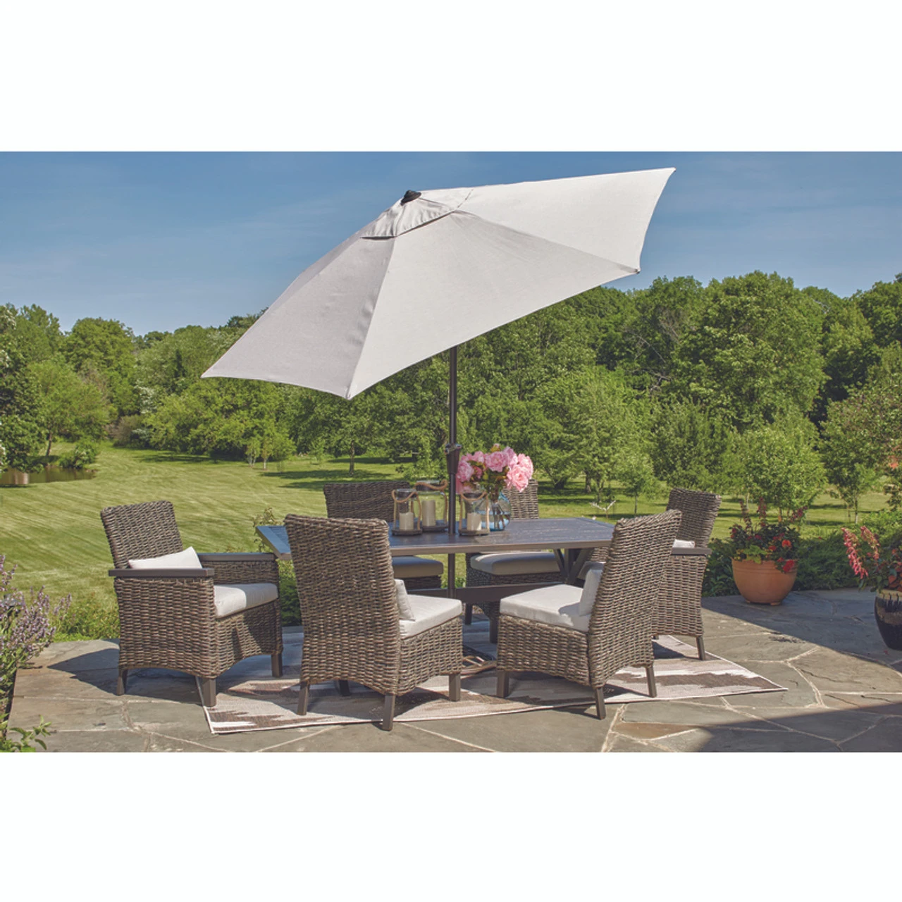 Living Accents Rochdale 7 Pc Black Aluminum Dining Set Gray 1 Living Accents Rochdale 7 Pc Black Aluminum Dining Set Gray