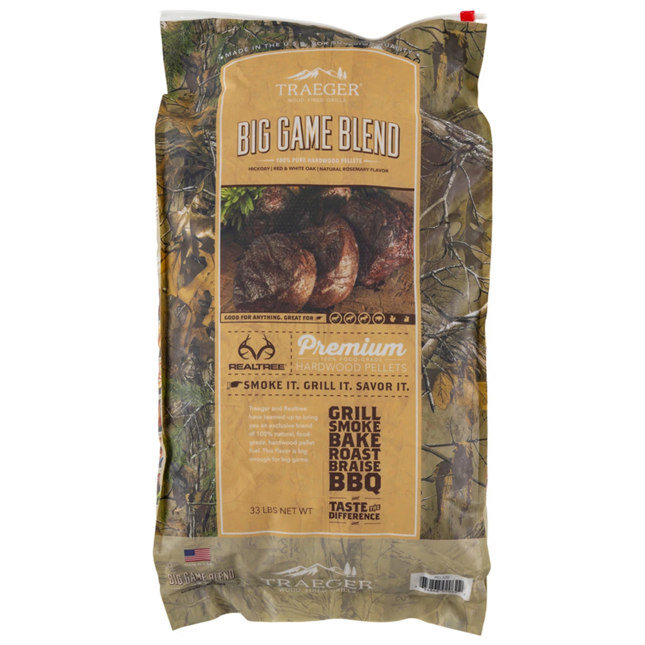 Traeger Realtree All Natural Big Game Blend Hardwood Pellets 33 Lb 1 Traeger Realtree All Natural Big Game Blend Hardwood Pellets 33 Lb