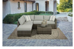 Living Accents Ashley Furniture Brickvale 4 Pc Aluminum Sectional Set Light Gray