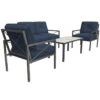 Living Accents Harrison 4 Pc Brown Steel Deep Seating Set Navy Blue