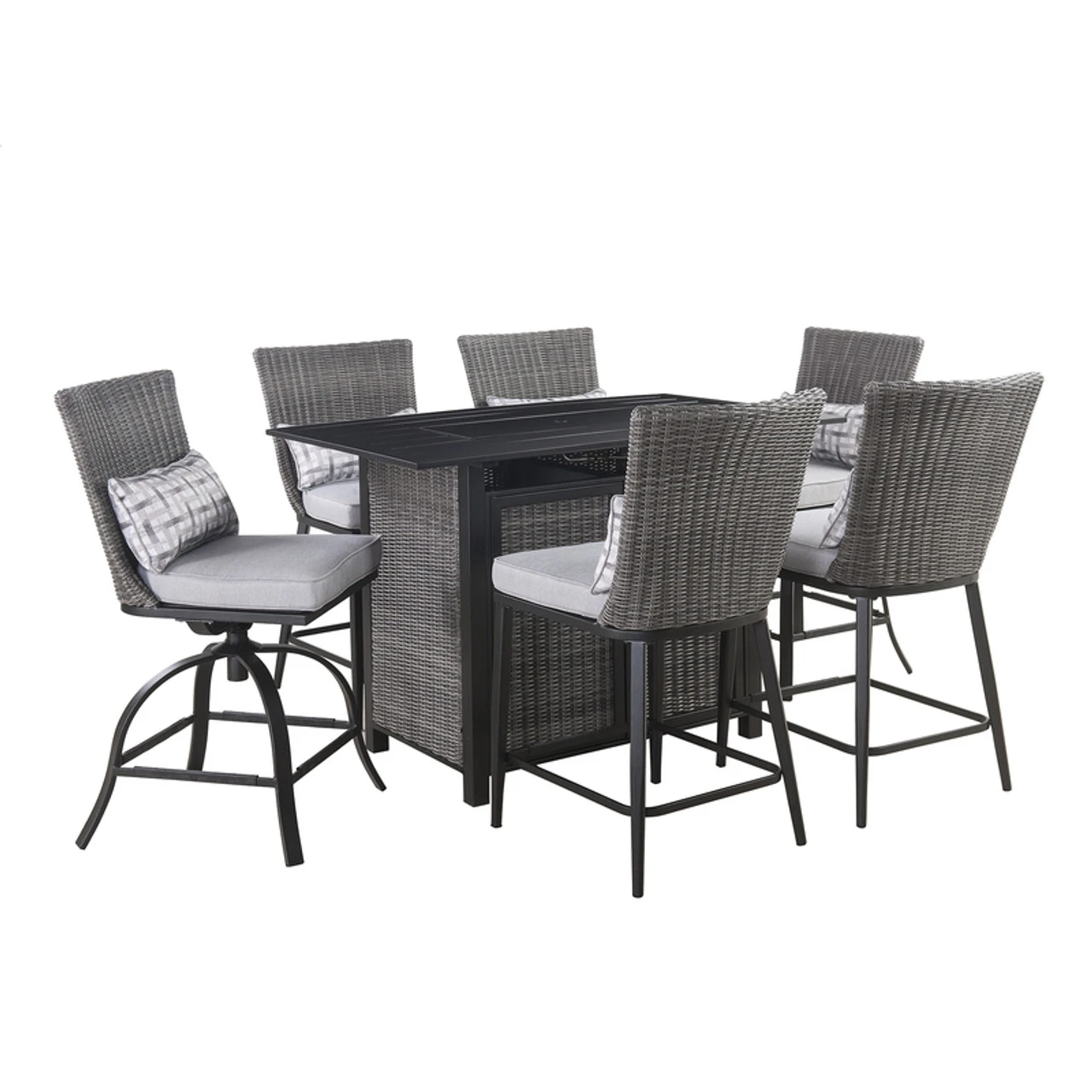 Living Accents Milano 7 Pc Black High Dining Fire Pit Set Gray 1 Living Accents Milano 7 Pc Black High Dining Fire Pit Set Gray